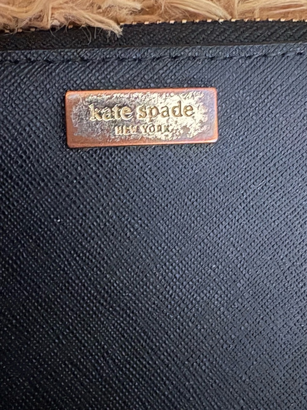 kate spade Black Textured Zip-Around Wallet with Gold Plaque - Picture 2 of 7